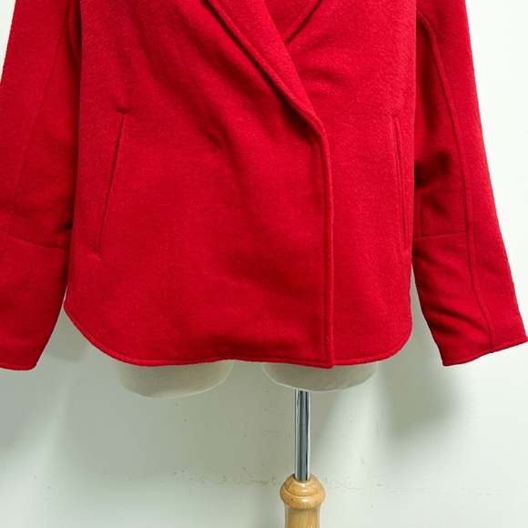Marla Wynne Layers Red Melton Wool Blend Snap Button Dolman Sleeve Coat Medium - Picture 3 of 12